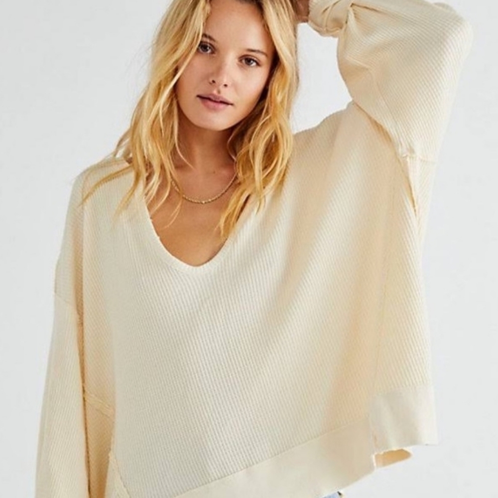 NWT $78 Free People Santa Clara Thermal Top XSmall will fit Small - Picture 2 of 4